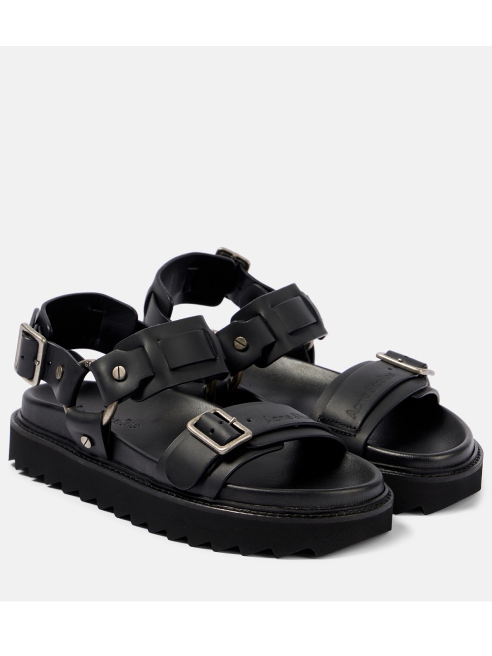 NIB Acne Studios Debossed leather platform sandals Black 8